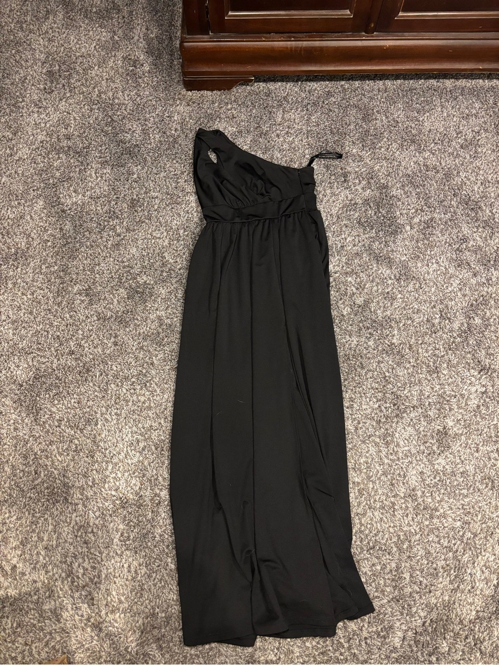 Ever Pretty Black Evening Maxi Dress with One-Shoulder Detail